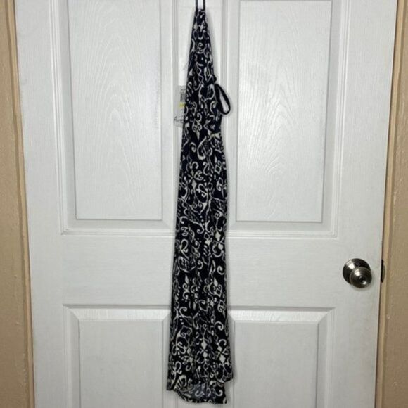 Athena Black Damask Tunic Scroll Cover Up Size Med - Picture 10 of 15